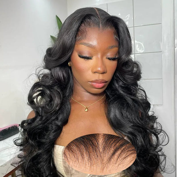 Flash Sale Parting Max Body Wave Real HD 13x4 Lace Frontal Wig Long Length Pre Plucked Human Hair