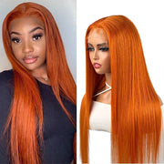 Flash Sale Burgundy / Ginger 5x5 Transparent Lace Closure Straight Wig Pre Bleached Human Hair