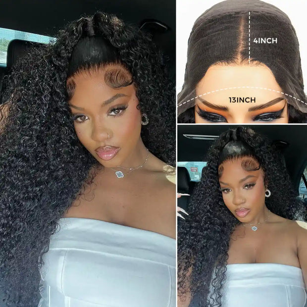 Flash Sale 13x4 Lace Frontal Invisible Knots & Natural Hairline Curly Human Hair wig