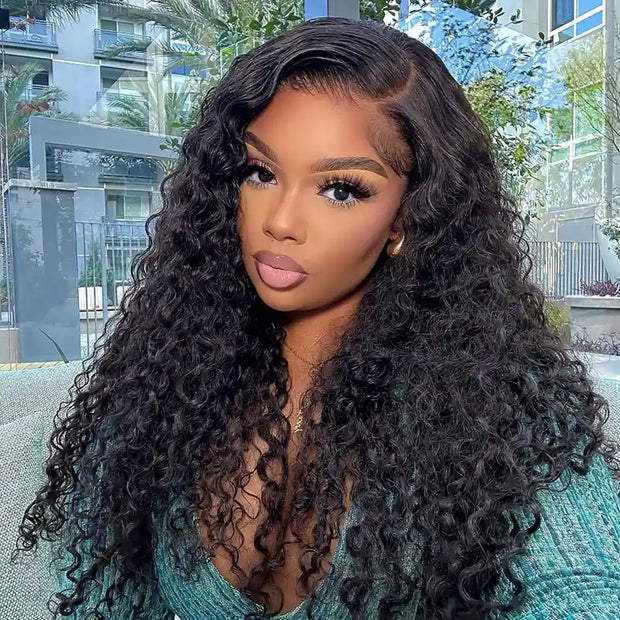 Flash Sale 13x4 Lace Frontal Invisible Knots & Natural Hairline Curly Human Hair wig