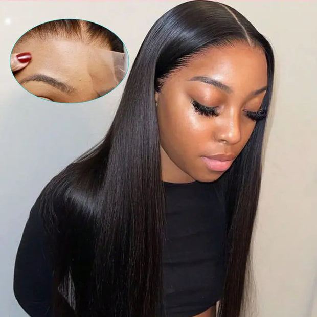 Flash Sale 13x4 Real HD Lace Frontal Straight Pre Plucked Parting Max Human Hair Wig