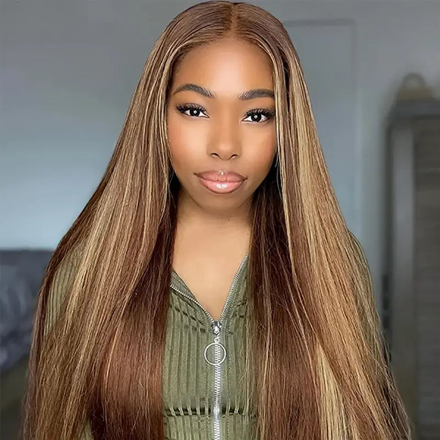 Flash Sale Highlight Color 13x4 Lace Frontal Pre Plucked Human Hair Wig