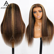 Ashimary 360 Invisi Strap Upgrade Glueless Highlight Brown Kinky Straight