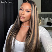 Ashimary Honey Blonde Highlights on Black Hair 13x6 Full Lace Frontal Pre Everything Glueless Human Hair Wig