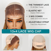 Ash Blonde Dark Root Straight 13x4 Transparent Lace Frontal Every Day Wear Pre Plucked Human Hair Wig