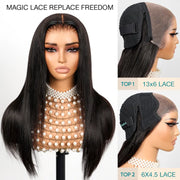 Ashimary PairUp Magic Lace Wig Straight Natural Black Pre-Cut Lace Wig