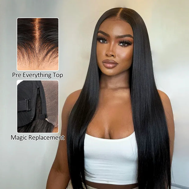 Ashimary PairUp Magic Lace Wig Straight Natural Black Pre-Cut Lace Wig