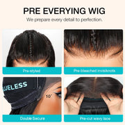 Pre-Braided Glueless Put On & Go 10x6 Parting Max Lace Frontal Wig Advance Baby Hair Pre-Everything Human Hair Braids Striahgt Hairstyle