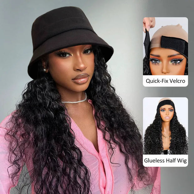 Ashimary Quick-Fix Velcro Water Wave Half Wig 