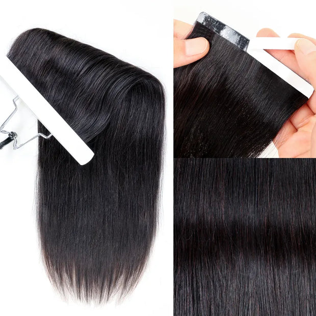 Straight Seamless Clip-in Hair Extensions Real Human Hair Pieces 140g 9pcs / 7pcs DIY Tape-in Extensions with Free Gifts