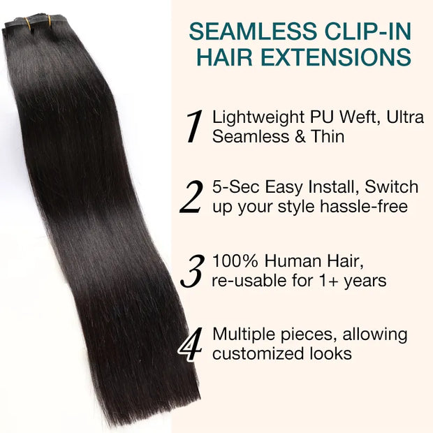 Straight / Kinky Curly / Yaki Straight Seamless Clip-in Hair Extensions Real Human Hair Pieces 140g 9pcs / 7pcs DIY Tape-in Extensions with Free Gifts