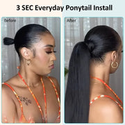 Wrapped Ponytail Extension Yaki Straight for Black Women Natural Texture Everyday Hair