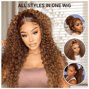 Water Wave Highlight Ombre Color Invisi Strap Snug Fit 360 Skin Lace Frontal Wig Glueless Human Hair