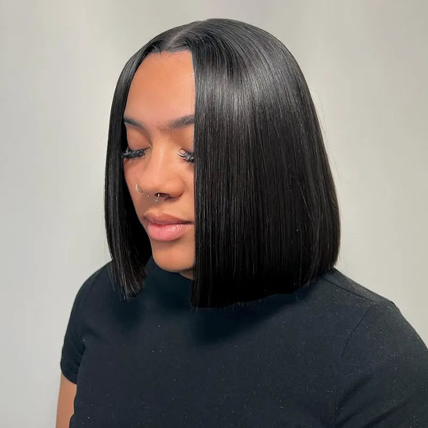 Double Drawn Bone Straight Pull Go 13x4 Lace Bob Wig