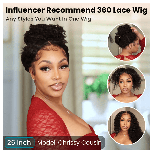 Chrissy Cousin 360 lace frontal water wave wig with Invisi Strap