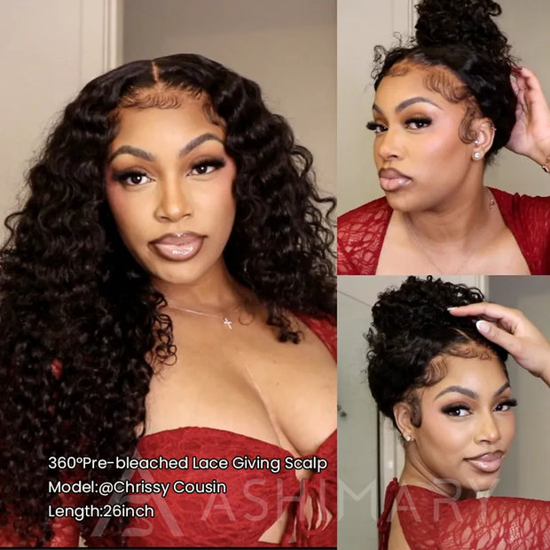 Chrissy Cousin 360 lace frontal water wave wig with Invisi Strap