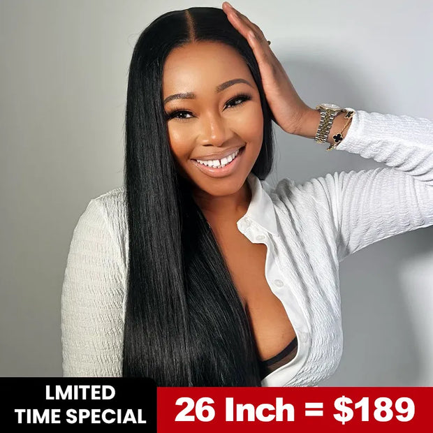 Flash Sale 13x6 Transparent Lace Frontal Straight Wig Pre Plucked Human Hair Wig