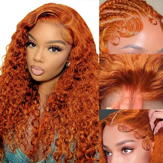 Water Wave Ginger Color Lace Wig 13x4/13x6 Lace frontal Wigs 