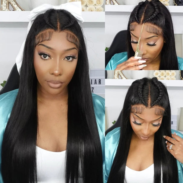 Braid In Advance Baby Hair Glueless 10x6 Lace Frontal Put On & Go Pre Everything Human Hair Wig