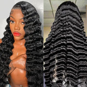 Loose Deep Wave 13x6 HD Lace Frontal Wig Natural Black Hair 28-40 Inch