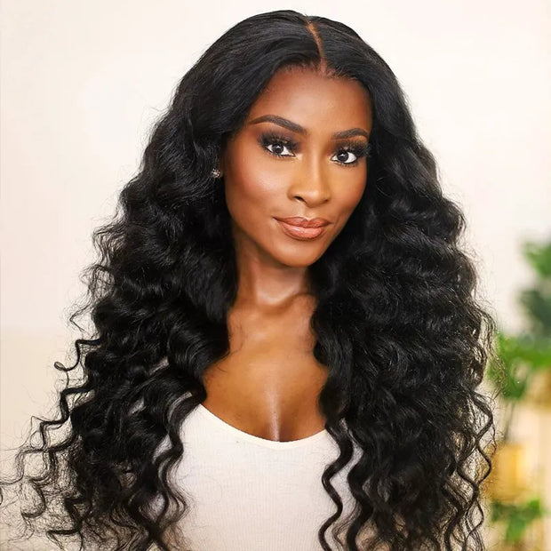 Loose Deep Wave 13x6 HD Lace Frontal Wig Natural Black Hair 28-40 Inch