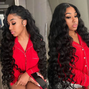 Loose Deep Wave 13x6 HD Lace Frontal Wig Natural Black Hair 28-40 Inch