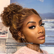 Water Wave Highlight Ombre Color Invisi Strap Snug Fit 360 Skin Lace Frontal Wig