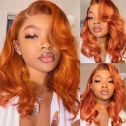 3Wigs = $189 |13x4 Lace Frontal Straight Ginger Wig + Bob Glueless 3x1 Lace Closure Wig with Bang + Pixel Short Bob Grey Wig