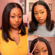 Flash Sale Yaki Straight 6x4.5/4x4/13x6 HD Transparent Pre-Cut Lace Frontal Human Hair Wig Affordable Natural Look Wigs