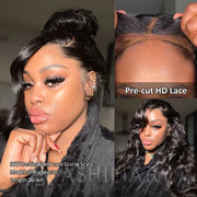 Face Framing Body Wave Invisi Strap Snug Fit 360 Transparent Lace Frontal Bleached  Knots