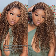 Water Wave Highlight Ombre Color Invisi Strap Snug Fit 360 Skin Lace Frontal Wig