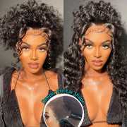 Water Wave Invisi Strap Snug Fit 360 Transparent Lace Frontal Bleached Knots Pre Cut Lace Wig