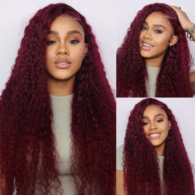 Ashimary lace frontal 99J burgundy deep wave wig
