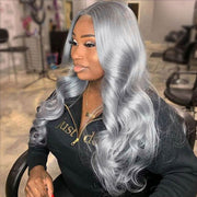 Flash Sale Grey Transparent HD Lace Body Wave Wig