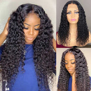 Deep Wave Glueless 5x5 Transparent Lace Closure Wig Brazilian Human Hair