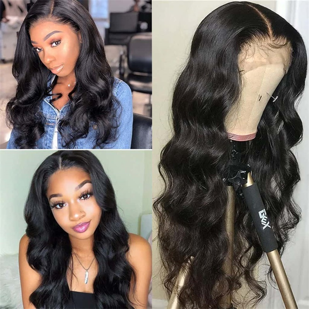 Body Wave Lace Front Wig 13*4 Pre-plucked Lace Human Hair Wig Natural Color