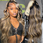 Brown Highlight on Black 4x4 5x5 6x6 Glueless Lace Closure Wigs Ashimary Body Wave Virgin Hair
