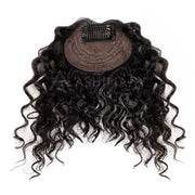 Curly Bangs Clip In Bang with Temples Hand-Tied Melt Lace 