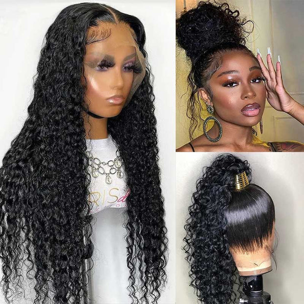 Water Wave Invisi Strap Snug Fit 360 Transparent Lace Frontal Bleached Knots Pre Cut Lace Wig Affordable Long Hair