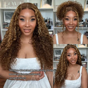 Water Wave Highlight Ombre Color Invisi Strap Snug Fit 360 Skin Lace Frontal Wig