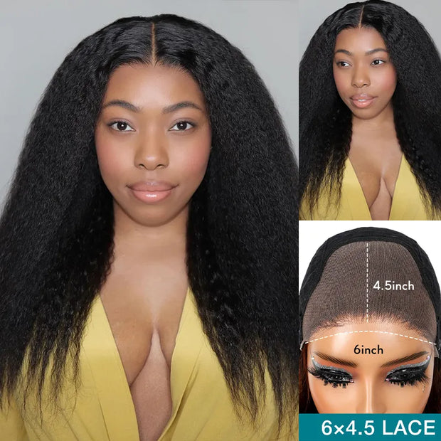 Flash Sale 6x4.5 Pre Cut Lace Closure Kinky Straight Wig Human Hair