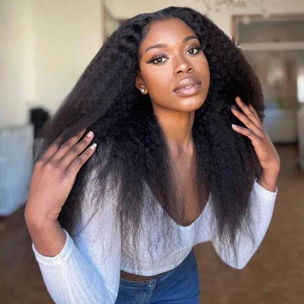 3 Wigs Set | 13x6 Lace 4C Curly Edges Kinky Straight Wig + 13x4 Lace Straight Bob Wig + Headband Deep Wave Wig