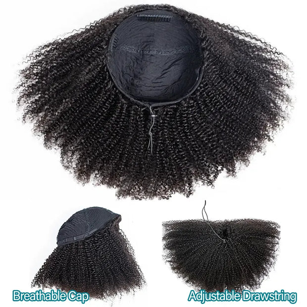 Half Wig with Drawstring Kinky Curly Ready To Go Wig