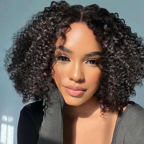 14-inch Kinky Curly Invisi Strap Snug Fit 360 Transparent Lace Frontal Pre Cut Lace Wig Fresh Length