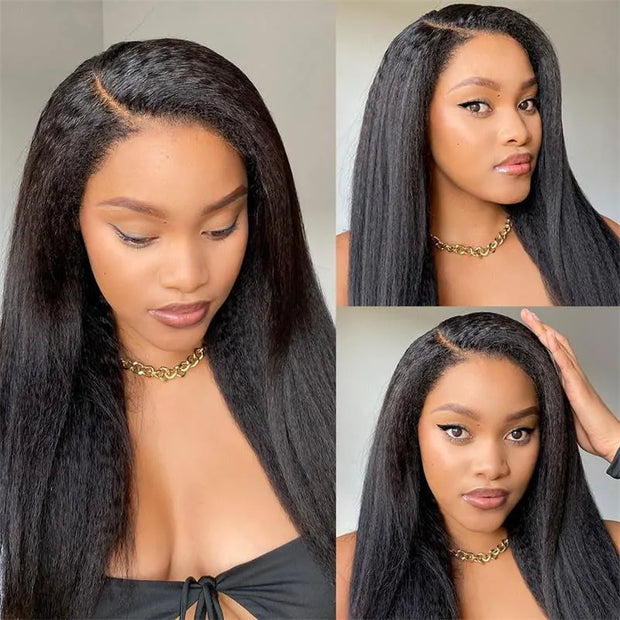 BOGO 4C Edge Kinky Straight Transparent Lace Front Wigs
