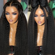 Super Natural Kinky Straight Invisi-Strap? Snug Fit 360 Transparent Lace Frontal Bleached Knots Pre Cut Wig