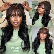 Layer Cut Body Wave With Bang 360 Invisi Strap Lace Frontal Wig