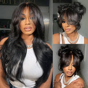 Layer Cut Body Wave With Bang 360 Invisi Strap Lace Frontal Wig