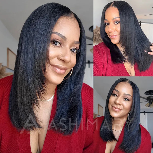 Wear Go Yaki Straight Glueless Bob Wig Pre Cut HD Lace Wig Natural Human Hair Wig