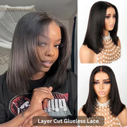 Flash Sale Yaki Straight 6x4.5/4x4/13x6 HD Transparent Pre-Cut Lace Frontal Human Hair Wig Affordable Natural Look Wigs